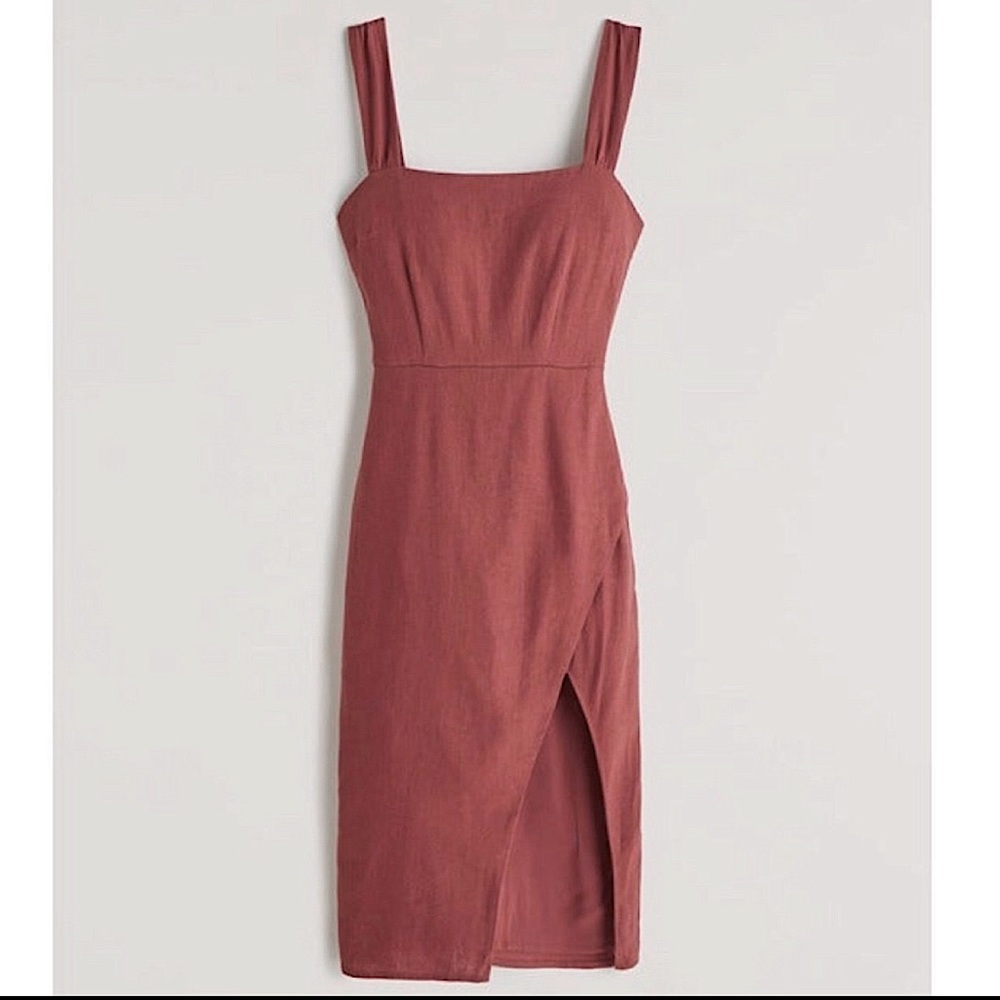 Abercrombie & Fitch Wrap-Front Linen Midi Dress [XXS]